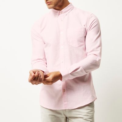 Pink slim fit Oxford shirt